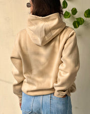 Beige Rare Pure Cotton Hoodie, Unisex