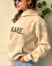 Beige Rare Pure Cotton Hoodie, Unisex