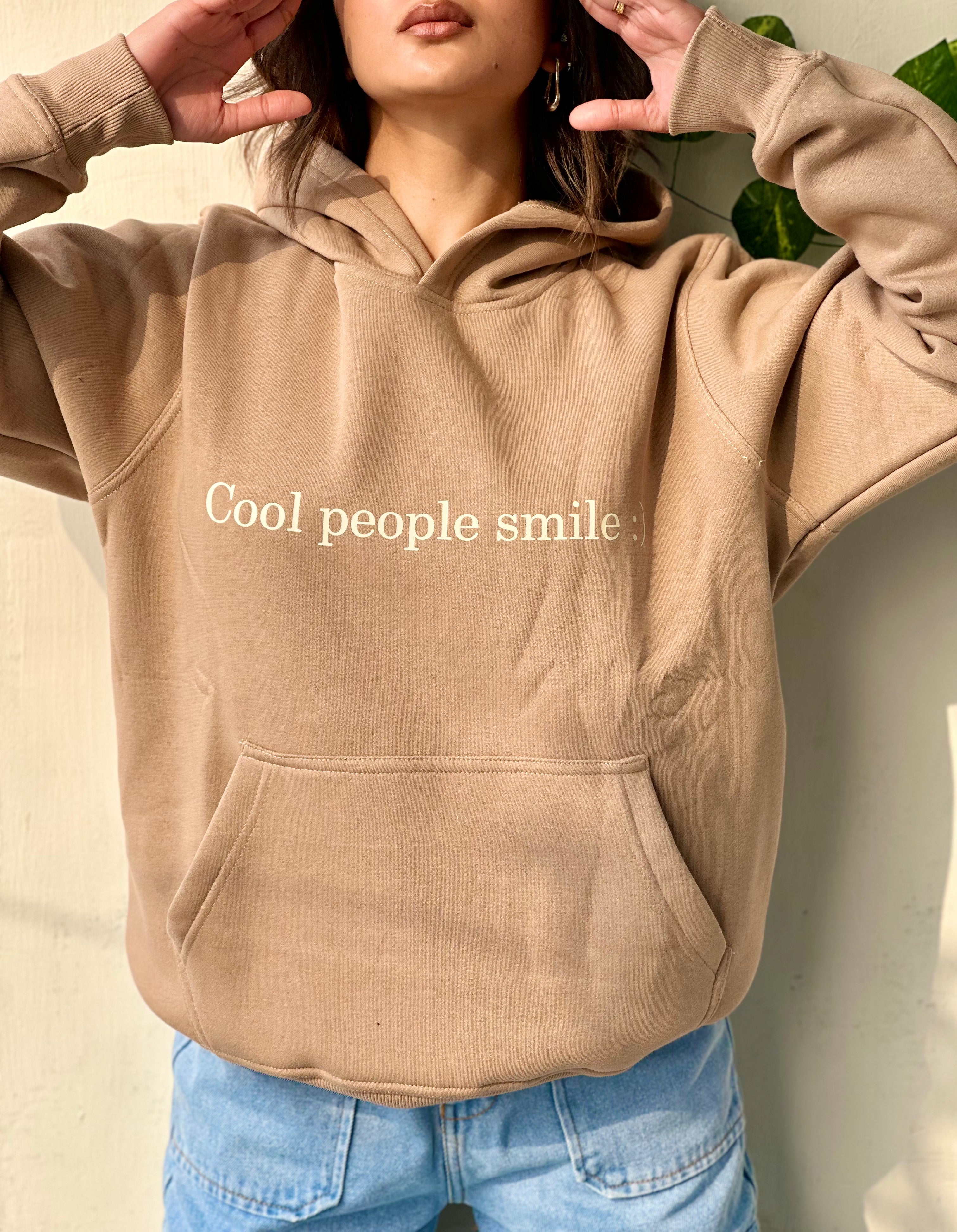 Dark Beige Typography Hoodie, Unisex