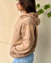 Dark Beige Typography Hoodie, Unisex